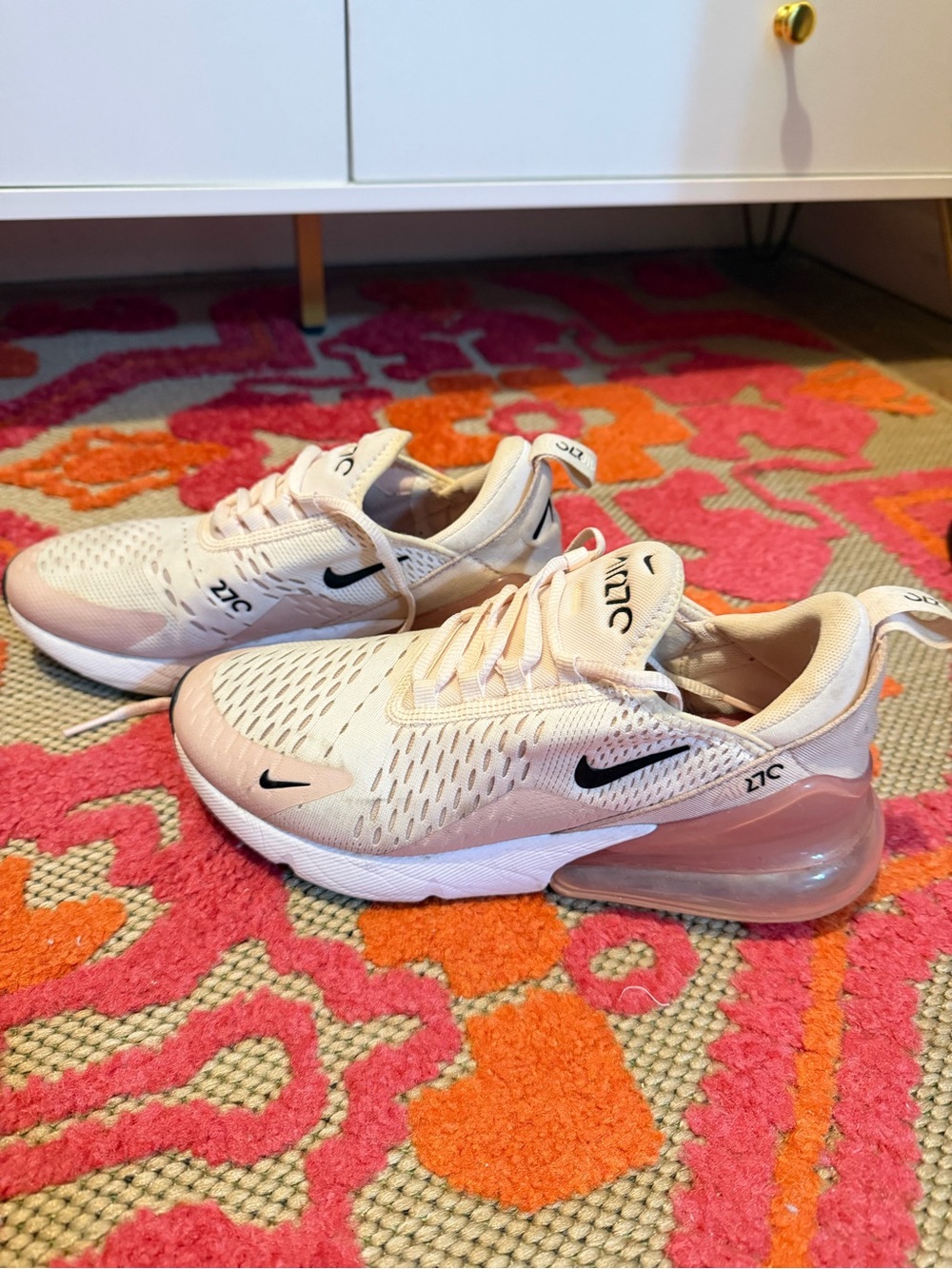 Nike Women's Air Max 270 Pale Pink and Black Running Shoes
